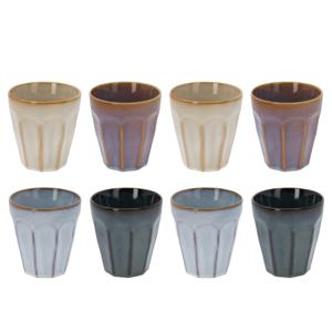 Kleine luxe gekleurde porseleinen lungo koffiekopjes - set 8x stuks - 250 ml