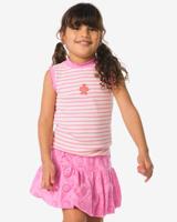 HEMA Kindersinglet rib strepen bloemen roze (roze)