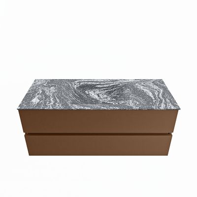 MONDIAZ VICA-DLUX 120cm badmeubel onderkast Rust 2 lades. Inbouw wastafel CLOUD midden zonder kraangat, kleur Lava.