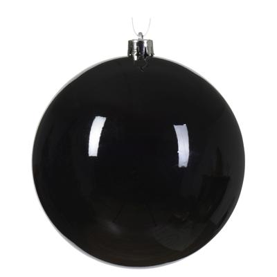 Decoris Kerstbal - zwart - groot - 14 cm - kunststof - glans