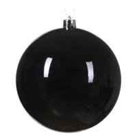 Decoris Kerstbal - zwart - groot - 14 cm - kunststof - glans