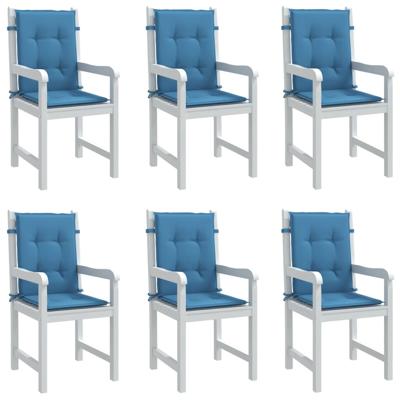 VidaXL Stoelkussens 6 st lage rug 100x50x4 cm stof gemêleerd blauw