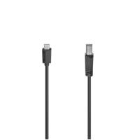Hama USB-C-kabel, USB-C-stekker - USB-B-stekker, USB 2.0, 480 Mbit/s, 1,50 m Kabel Zwart