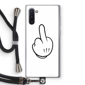 Middle finger white: Samsung Galaxy Note 10 Transparant Hoesje met koord