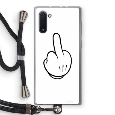 Middle finger white: Samsung Galaxy Note 10 Transparant Hoesje met koord