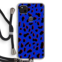 Blue Leopard: Pixel 4a Transparant Hoesje met koord