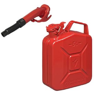 Metalen jerrycan rood voor brandstof 5 liter incl. schenktuit