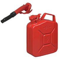 Metalen jerrycan rood voor brandstof 5 liter incl. schenktuit - thumbnail