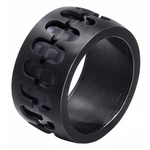 Zwarte stalen mannen ring met Carbon-18mm