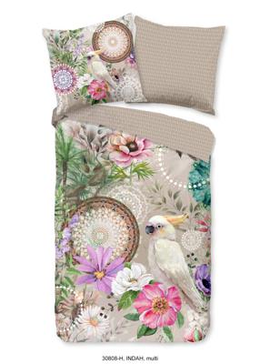 HIP Dekbedovertrek "mandala's, bloemen en een papagaai" - Zand - (155x220 cm) - Katoen Satijn