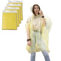 Regenponcho - 10x - geel transparant - wegwerp - voor volwassenen - one size fitts all - capuchon