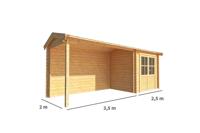 Blokhut met overkapping Fenna 600 cm bij 200 cm diep Zadeldak - Warentuin collection