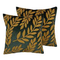 Beliani-MISTLETOE -Sierkussen set van 2-Groen-45 x 45 cm-Fluweel - thumbnail