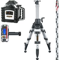 Quadrum M350 S Set 2 | Volautomatische rotatielaser | Laserontvanger SensoMaster M350 | Krukstatief P 175 cm | Telescopische nivelleerlat 5 m