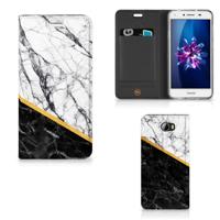 Huawei Y5 2 | Y6 Compact | Standcase | Marmer Wit Zwart - Origineel Cadeau Man