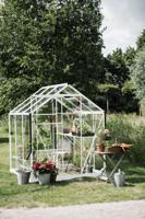 Royal Well Kate 1 tuinkas met veiligheidsglas en fundering - wit