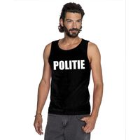 Politie tekst singlet shirt/ tanktop zwart heren