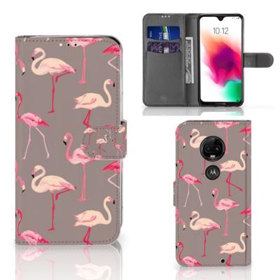 Motorola Moto G7 | G7 Plus | Telefoonhoesje | Met pasjeshouder | Flamingo