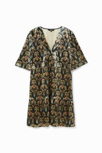 Jurk met print met goudkleurige bloemen - YELLOW - L