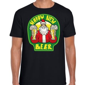 Fout oud en nieuw / kerst shirt happy new beer zwart voor heren 2XL (56)  -