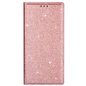 iPhone 12 Pro hoesje - Bookcase - Pasjeshouder - Portemonnee - Glitter - TPU - Rose Goud