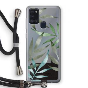 Tropical watercolor leaves: Samsung Galaxy A21s Transparant Hoesje met koord