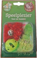Kattenspeelgoed blisterpak 2 knisperbal 1 bal en 1 muis - Gebr de boon