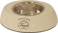 Hondeneetbak ovaal plastic/RVS water/food 29 cm beige - Gebr de boon