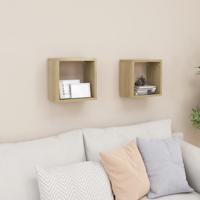 Wandschappen kubus 2 st 26x15x26 cm sonoma eikenkleurig