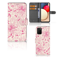 Samsung Galaxy A03s Hoesje Pink Flowers - thumbnail