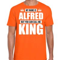 Naam cadeau t-shirt - my name is Alfred - but you can call me King - oranje - heren - koningsdag