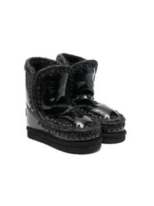 Mou Kids bottes en cuir à doublure lainée - Noir