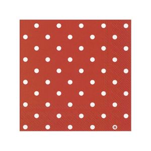 20x Polka Dot 3-laags servetten rood met witte stippen 33 x 33 cm