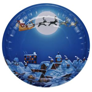 1x stuks metalen kerst kinderbordjes/borden met kerstman op slee 26 cm