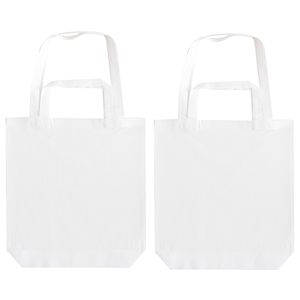 Pakket van 50x stuks witte canvas tasjes met dubbel hengsel 38 x 42 cm