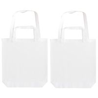 Pakket van 50x stuks witte canvas tasjes met dubbel hengsel 38 x 42 cm