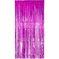 Folie deurgordijn versiering - fuchsia roze - 200 x 100 cm - Feestartikelen - Brandvertragend