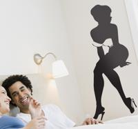 Sexy Muursticker Silhouet Vrouw - thumbnail