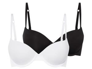 esmara 2 dames push-up BH&apos;s (Zwart/wit, 80D)