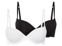 esmara 2 dames push-up BH&apos;s (Zwart/wit, 80D)
