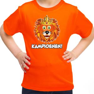 Oranje supporter T-shirt voor meisjes - kampioenen - oranje - EK/WK voetbal - Nederland