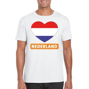 Nederland hart vlag t-shirt wit heren