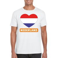 Nederland hart vlag t-shirt wit heren