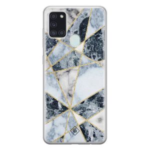 Samsung Galaxy A21s siliconen hoesje - Marmer blauw