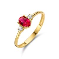 Ring geelgoud-zirconia goudkleurig-rood-wit 6 mm