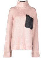 JW Anderson pull bicolore à col roulé - Rose - thumbnail