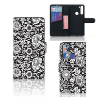 Motorola Moto G8 Hoesje Black Flowers - thumbnail