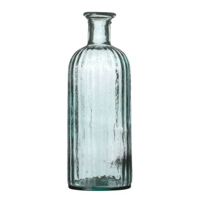 Bloemenvaas Stripes - helder transparant - gerecycled glas - D13 x H34 cm - Fles vazen Bloemenvaas Stripes - helder transparant - gerecycled glas - D13 x H34 cm - Fles vazen
