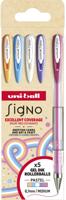 Uni-ball roller Signo Pastel, medium punt, geassorteerde kleuren, etui van 5 stuks