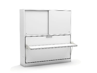 Eenpersoons opklapbed Academy met Bureau & kastruimte - Wit